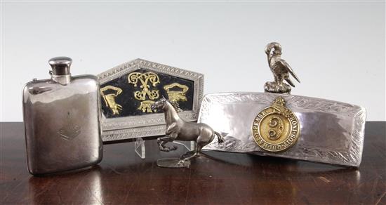 Military Related: A Victorian brass mounted silver buckle,